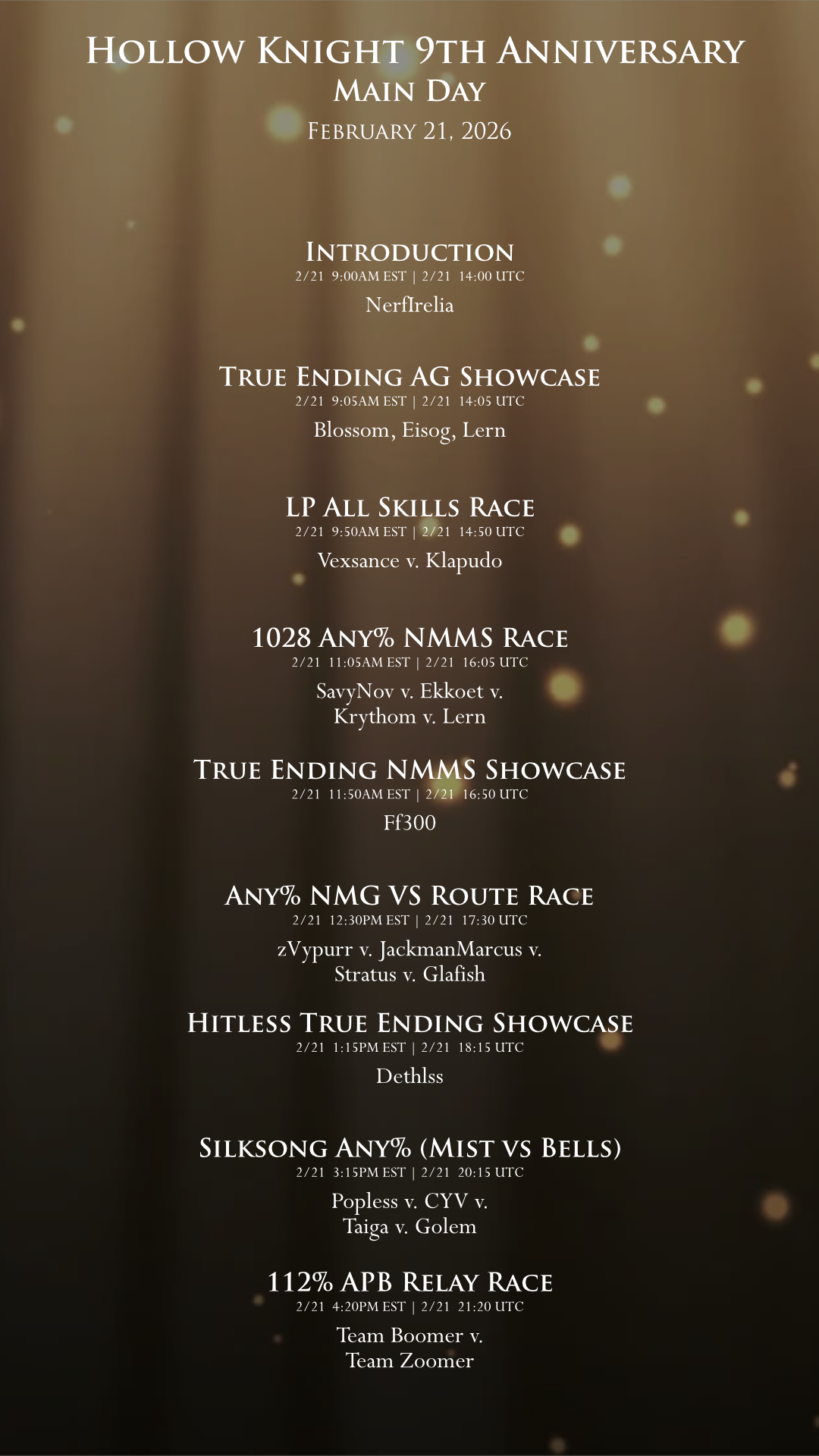 An image with the HK9Y main day schedule. Schedule transcript is in the table below.