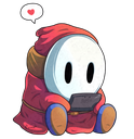 A shyguy playing on a Nintendo Switch.